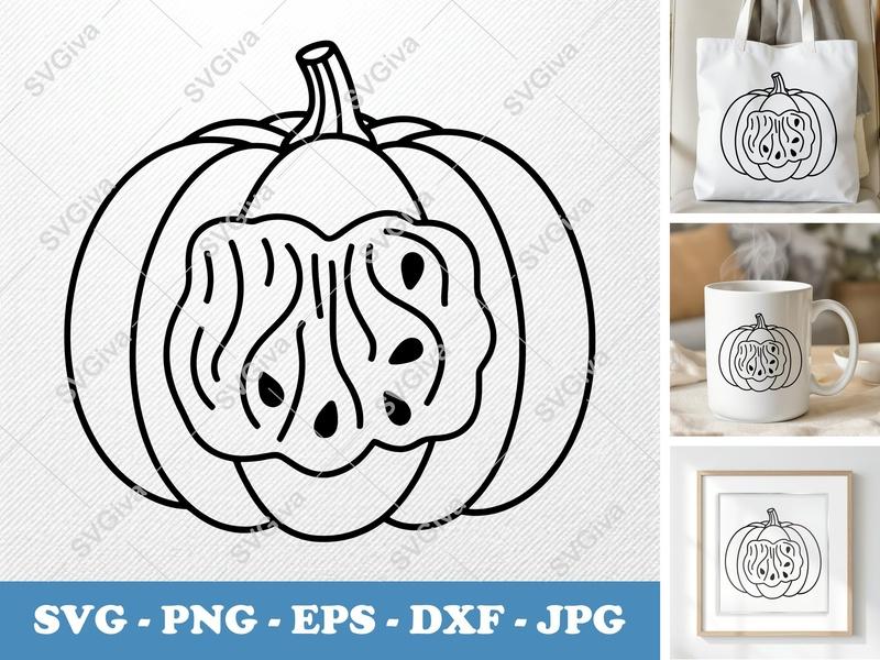 Pumpkin Partially Eaten SVG PNG DXF EPS Cut File for Cricut Silhouette Soft Puffy Shapes