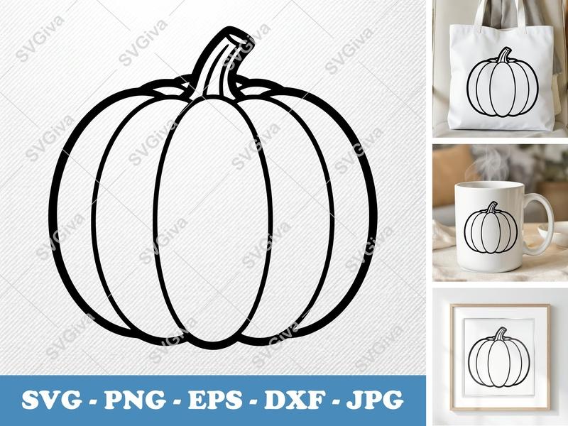 Pumpkin SVG PNG DXF EPS | Fall Harvest Cricut Silhouette Cut File Vector Art