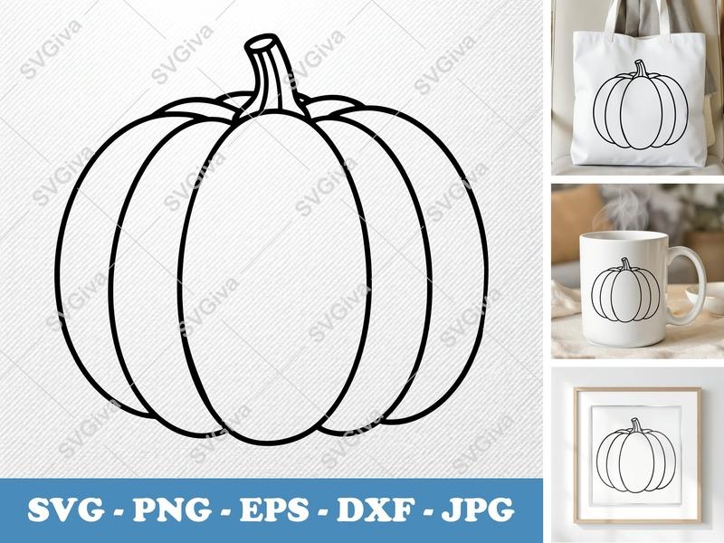 Pumpkin SVG PNG DXF EPS | Soft Puffy Forms Cut File for Cricut Silhouette