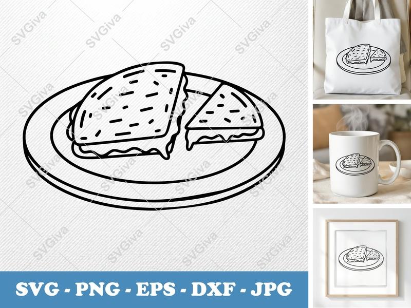 Quesadilla on a Plate SVG | Bold Minimalist Vector | PNG DXF EPS | Cricut Silhouette Cut File