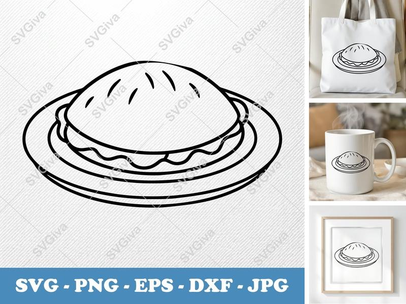 Quesadilla on a Plate SVG | Puffy Soft Shapes | Inflated Pillow Form | PNG DXF EPS | Cricut Silhouette