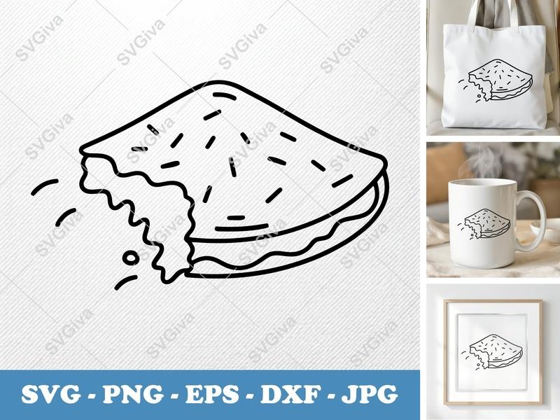 Quesadilla Partially Eaten SVG | Minimalist Line Art | PNG DXF EPS | Cricut Silhouette Kitchen Food