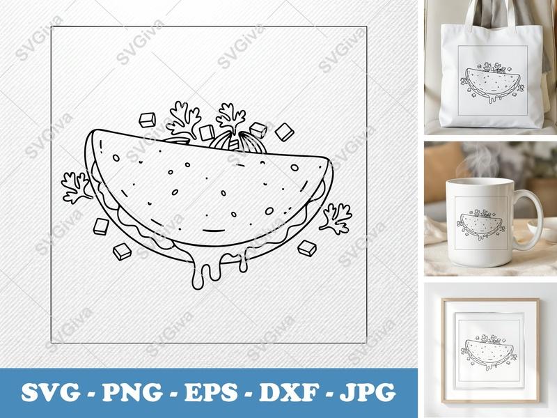 Quesadilla SVG, Friendly Rounded Body Bean-shaped Forms | PNG DXF EPS | Cricut Silhouette Kitchen Foodie