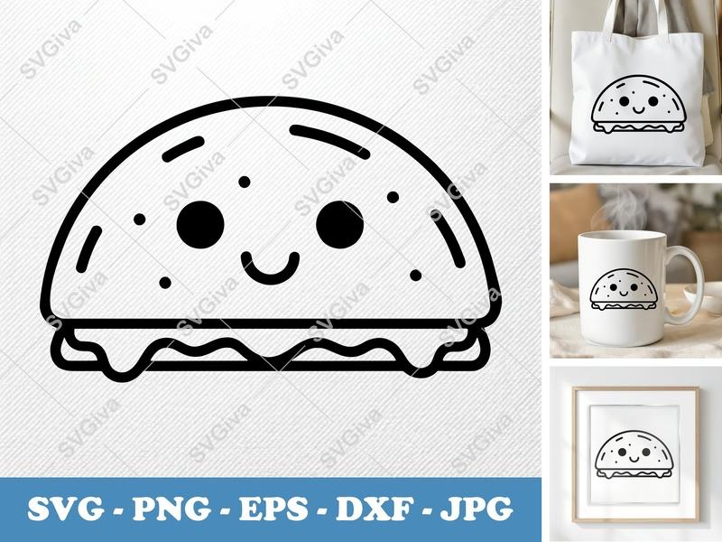 Quesadilla SVG, Kawaii Cheesy Food Clipart, Cute Taco Lover, PNG EPS DXF for Cricut Silhouette