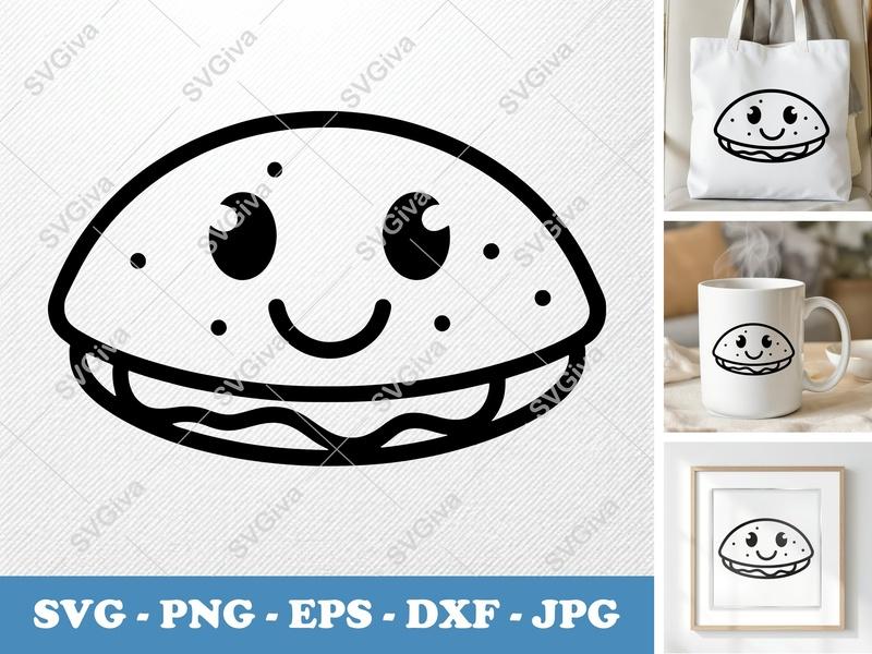 Quesadilla SVG, Kawaii Food Clipart, Cute Smiling Taco PNG EPS DXF for Cricut & Silhouette, Modern Mexican Snack Cut File