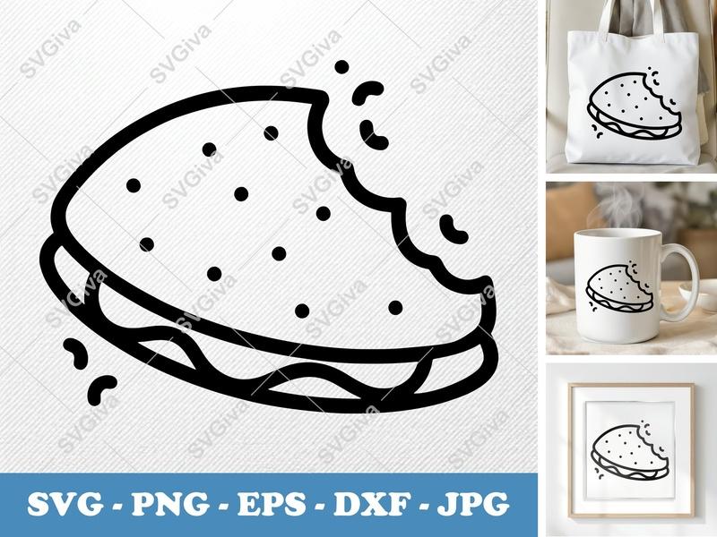 Quesadilla SVG, Modern Bite Outline, Food Clipart, PNG EPS DXF for Cricut & Silhouette, Kitchen Decor, Recipe Icon
