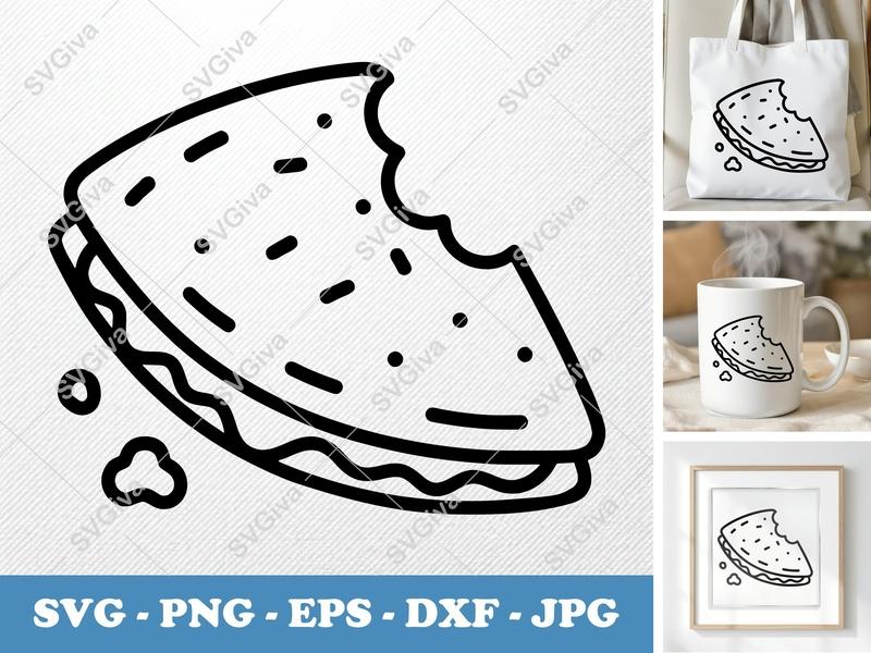 Quesadilla SVG | Modern Snack Food Design, Bitten Icon PNG EPS DXF for Cricut & Silhouette, Kitchen Cut File