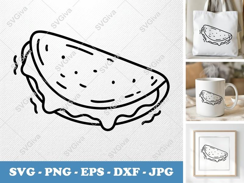 Quesadilla SVG Puffy Shapes | Soft Inflated Design | PNG DXF EPS | Cricut Silhouette File