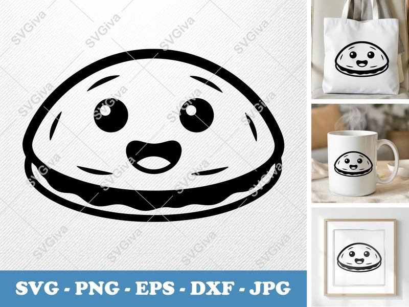 Quesadilla with Smiling Face SVG | Puffy Cartoon Design | Kawaii Food Clipart | PNG DXF EPS | Cricut Silhouette File