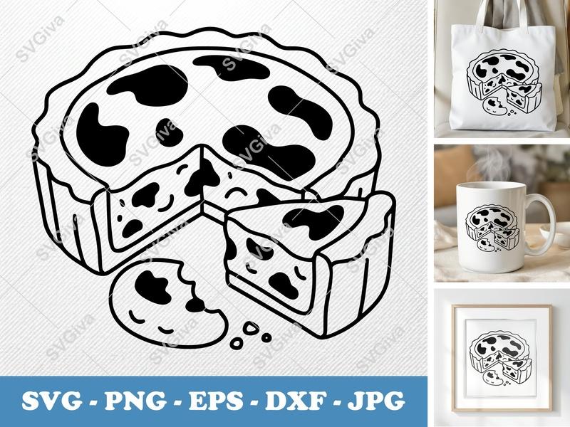 Quiche Lorraine partially eaten SVG PNG DXF EPS Cut File | Cricut Silhouette Kitchen Food Art