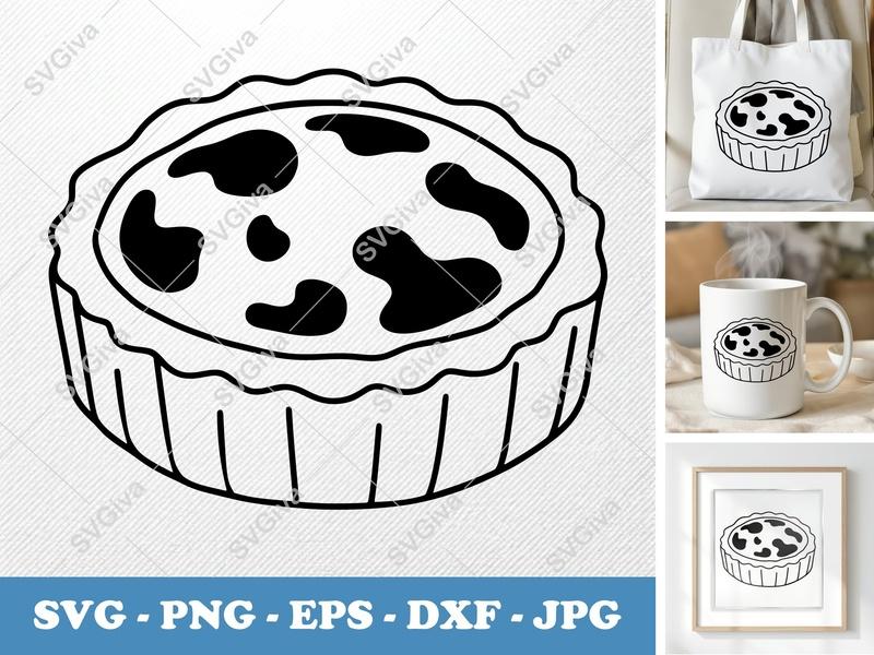Quiche Lorraine SVG | Food Cut File PNG DXF EPS Cricut Silhouette Kitchen Bake