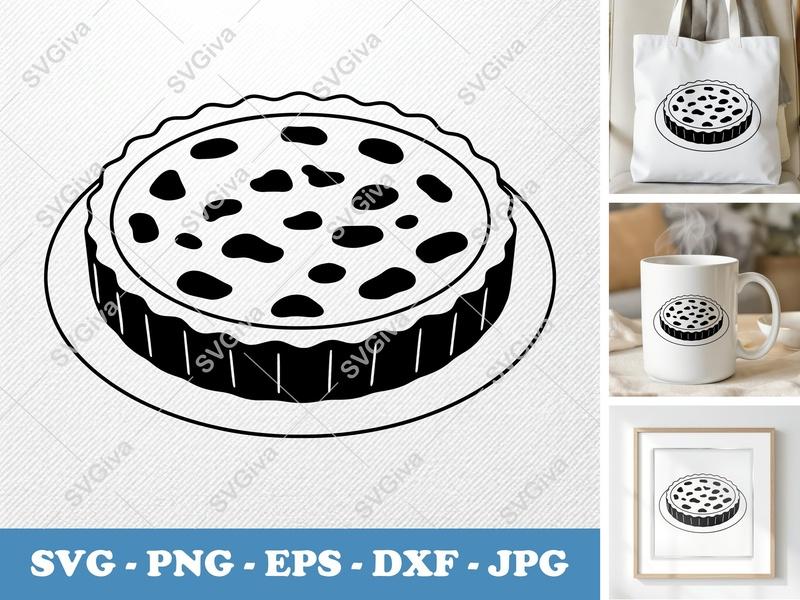 Quiche Lorraine SVG | Modern Clean Design, Food Tart, Pie | PNG EPS DXF for Cricut, Silhouette