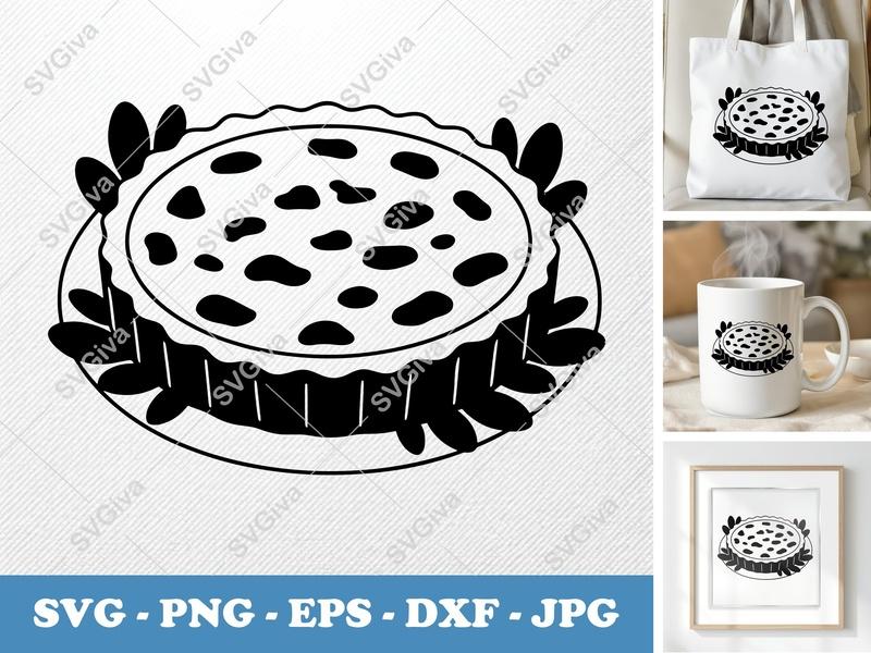 Quiche Lorraine SVG, Modern Food Cut File, PNG, EPS, DXF | Cricut & Silhouette Kitchen Art, Baking Decor, Recipe Graphic