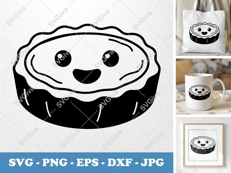 Quiche SVG | Cute Food Pie Slice | Kawaii Baking PNG EPS DXF for Cricut, Silhouette | Kitchen Cook Clip Art