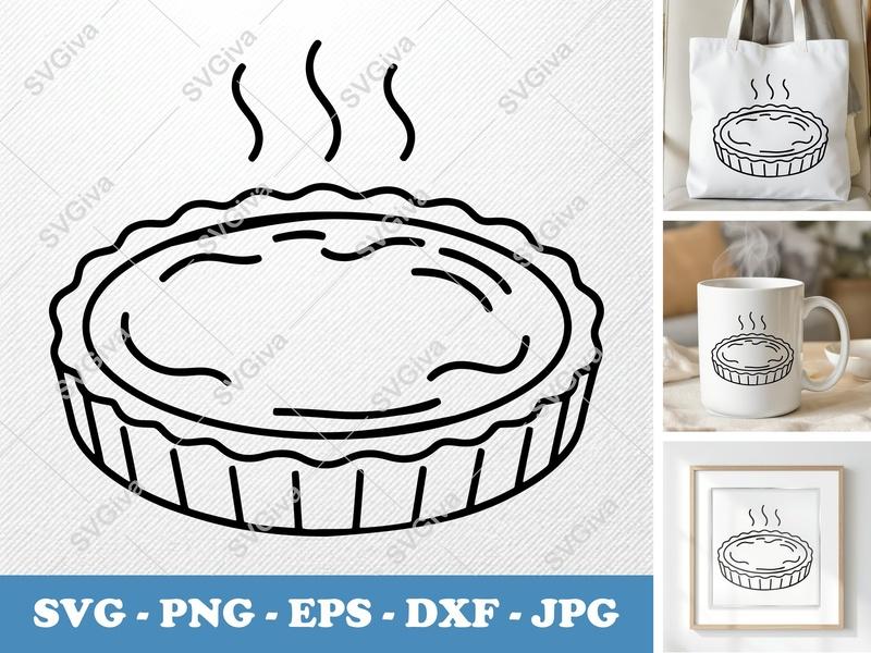 Quiche SVG Minimalist Design | Bold Contour PNG DXF EPS | Cricut Silhouette Kitchen Clipart