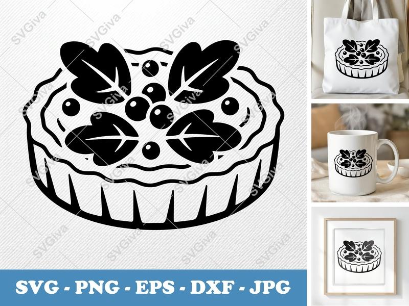 Quiche SVG | Modern Clean Food Cut File | Pie Tart Design | PNG EPS DXF for Cricut Silhouette