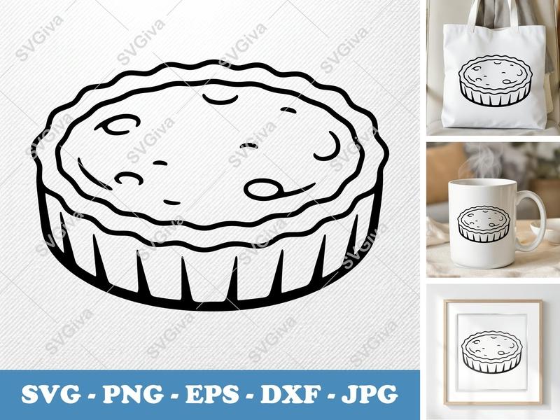 Quiche SVG, Modern Pie Design, Food Cut File for Cricut, Silhouette | PNG EPS DXF | Kitchen Clipart