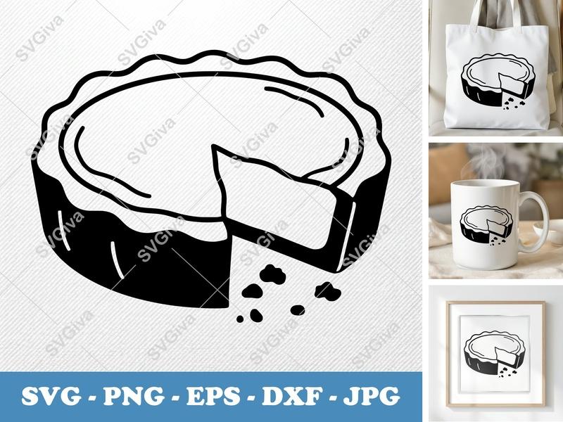 Quiche SVG, Modern Pie Slice Cut File, Food Clipart, Kitchen Decor | PNG EPS DXF for Cricut, Silhouette
