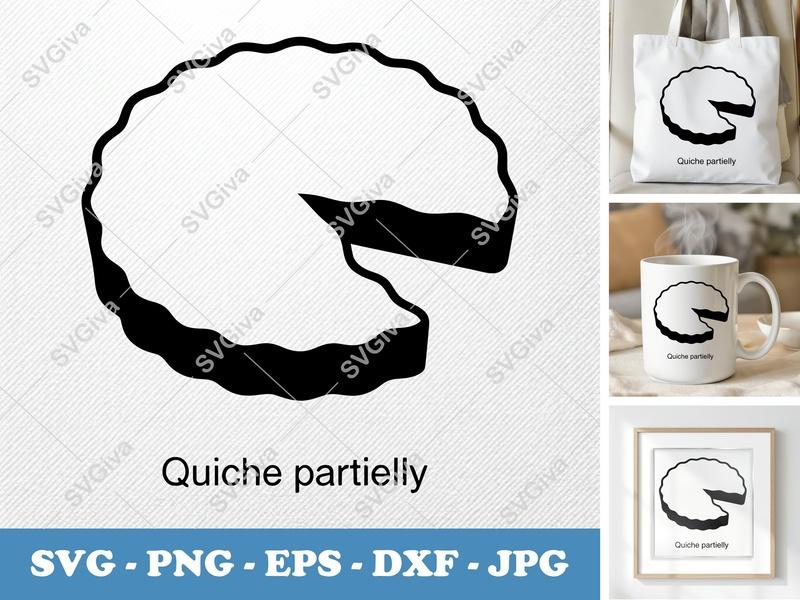 Quiche SVG Slice Cut File | Modern Food PNG EPS DXF | Cricut Silhouette Kitchen Clipart Pie