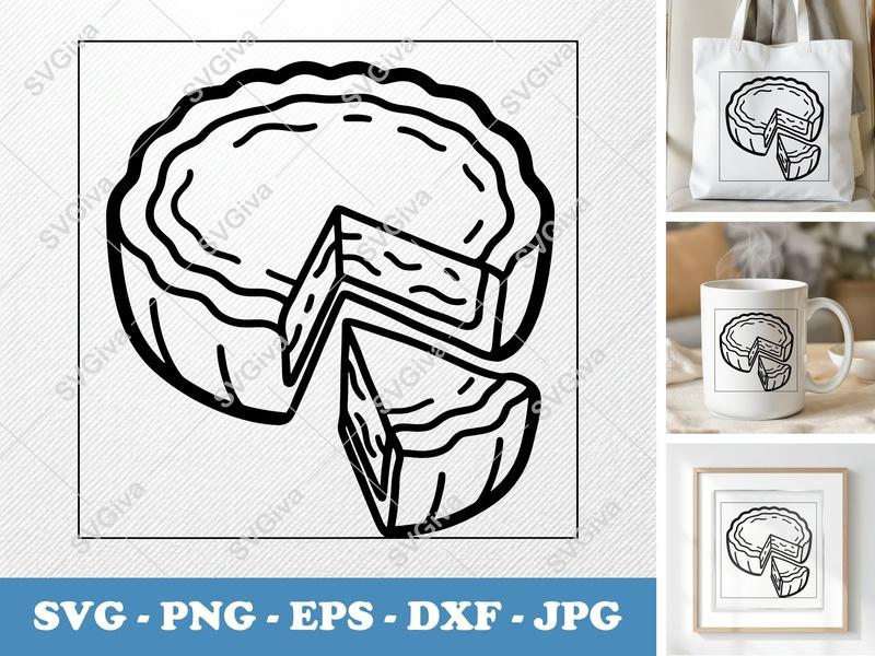 Quiche SVG Slice Modern Food | PNG EPS DXF | Cricut Silhouette Baking Kitchen Cut File | Pie Dessert Digital Download