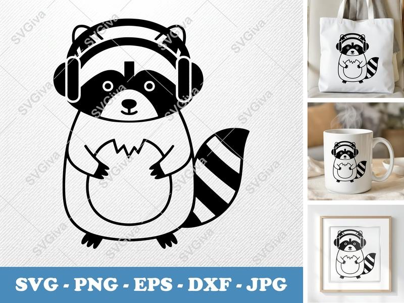 Raccoon SVG Cut File | Cricut Silhouette | PNG EPS DXF