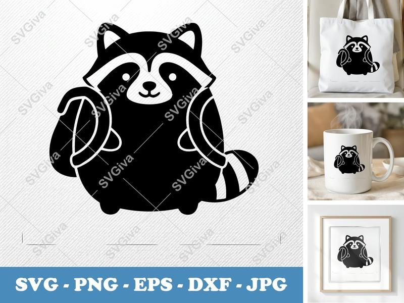 Raccoon SVG Puffy Pillow-Soft Shapes | PNG DXF EPS | Cricut Silhouette Cut File