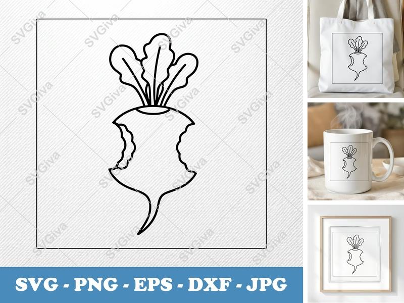 Radish Partially Eaten SVG PNG DXF EPS | Vegetable Cut File Cricut Silhouette