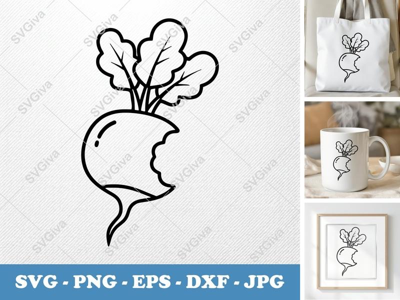 Radish Partially Eaten SVG, Puffy Shapes Vector, PNG DXF EPS | Cricut Silhouette File