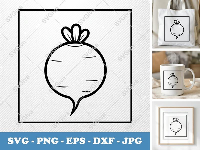 Radish SVG | Friendly Rounded Body Bean-Shaped Cut File | PNG DXF EPS for Cricut & Silhouette