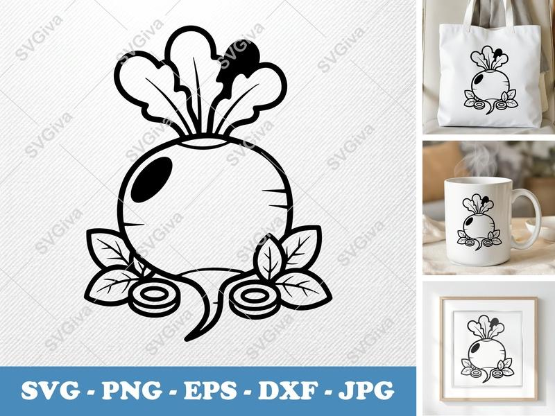 Radish SVG | Modern Clean Radish Design | Vegetable PNG EPS DXF for Cricut & Silhouette | Garden Food Clipart Cut File