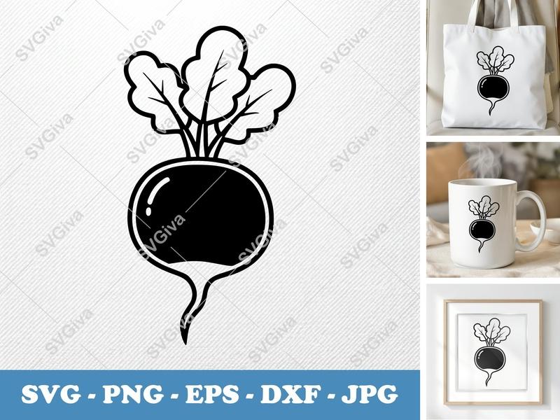 Radish SVG | Modern Vegetable Clipart, Farmhouse Decor | PNG, EPS, DXF for Cricut & Silhouette