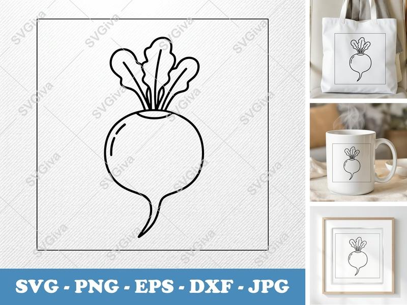Radish SVG | Vegetable Cut File PNG DXF EPS Cricut Silhouette Kitchen Garden