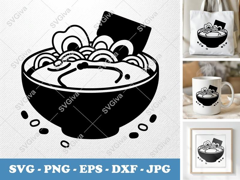 Ramen Partially Eaten SVG | Puffy Pillow Soft Shapes | PNG DXF EPS | Cricut Silhouette File
