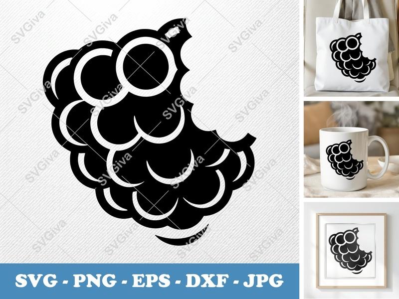 Raspberry Partially Eaten SVG | Puffy Soft Shapes | PNG DXF EPS | Cricut Silhouette Cut File