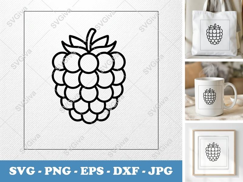 Raspberry SVG | Friendly Bean-Shaped Design | PNG DXF EPS | Cricut Silhouette File