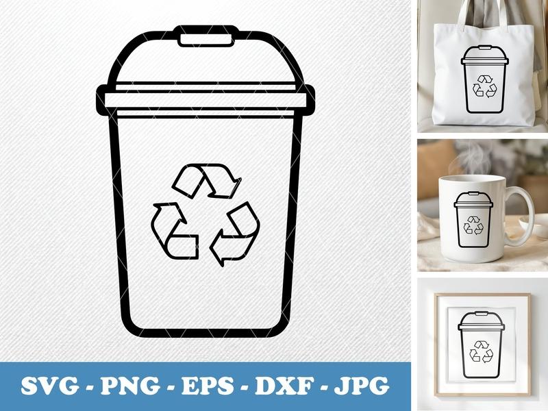 Recycling Bin classic svg icon | Double Outline, Recycling Symbol | SVG PNG EPS DXF | Cricut Silhouette File