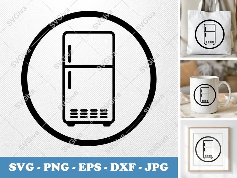 Refrigerator classic svg icon | Minimal Kitchen Appliance Cut File | SVG PNG EPS DXF for Cricut & Silhouette
