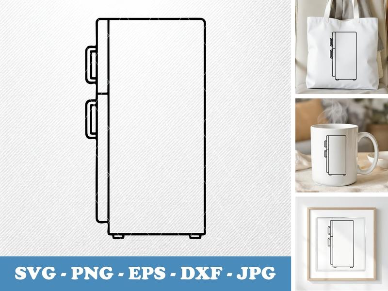 Refrigerator in side view profile SVG | Minimalist Office Appliance PNG DXF EPS | Cricut Silhouette Cut File