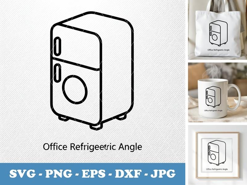 Refrigerator isometric angle SVG, Rounded Body Outline, White Circle Detail | PNG EPS DXF for Cricut, Silhouette Cut File