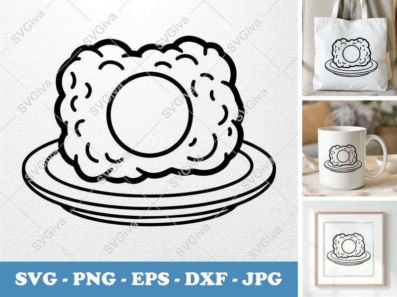 Rice Krispie Treat on a Plate SVG | Friendly Bean-Shaped Form | PNG DXF EPS Cut File for Cricut Silhouette