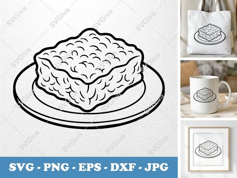 Rice Krispie Treat on a Plate SVG | Puffy Soft Forms | PNG DXF EPS | Cricut Silhouette File