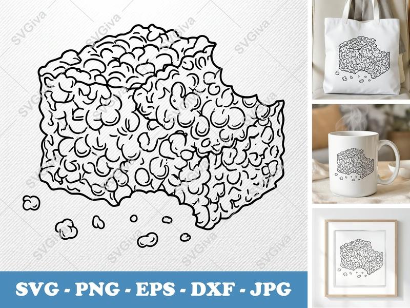 Rice Krispie Treat Partially Eaten SVG | Minimalist Contour Cut File | PNG DXF EPS | Cricut Silhouette Kitchen Decor
