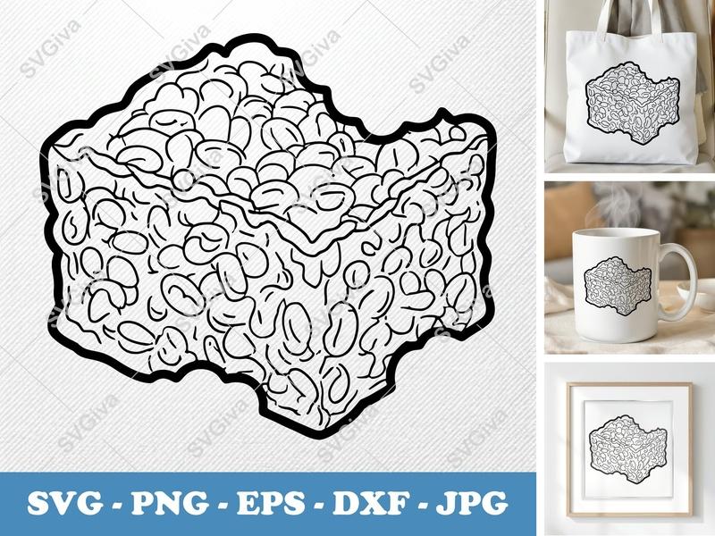 Rice Krispie Treat partially eaten SVG | Outline Art, Minimalist | PNG DXF EPS | Cricut Silhouette File