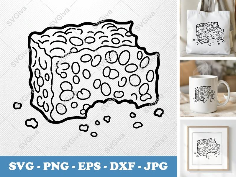 Rice Krispie Treat SVG, Bitten Snack Clip Art, Modern Food Outline PNG EPS DXF | Cricut & Silhouette Cut File