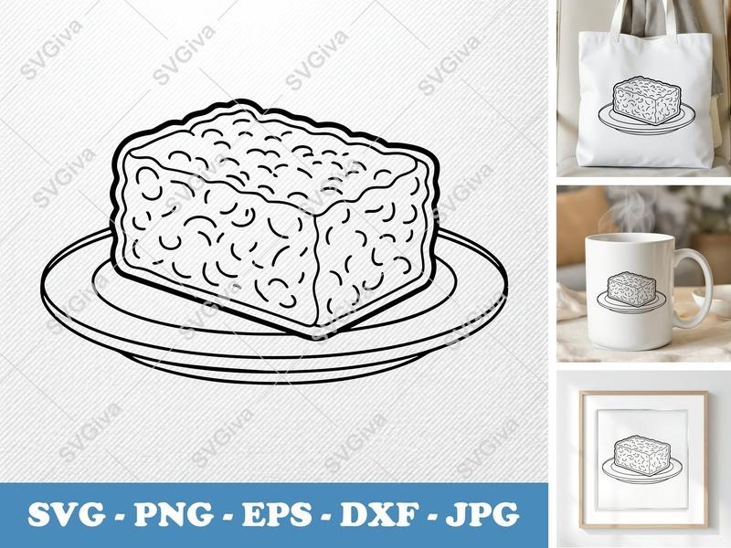 Rice Krispie Treat SVG | Modern Clean Design, Dessert Snack Cut File, PNG EPS DXF for Cricut, Silhouette, Food Clip Art