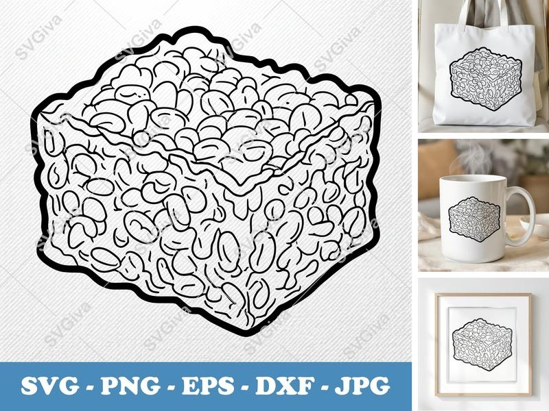 Rice Krispie Treat SVG | Modern Outline Art | PNG DXF EPS | Cricut Silhouette Baking Snack