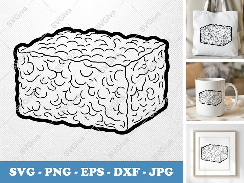 Rice Krispie Treat SVG | Modern Outline Dessert Snack | PNG EPS DXF for Cricut & Silhouette, Digital Download, Sweet Food Cut File