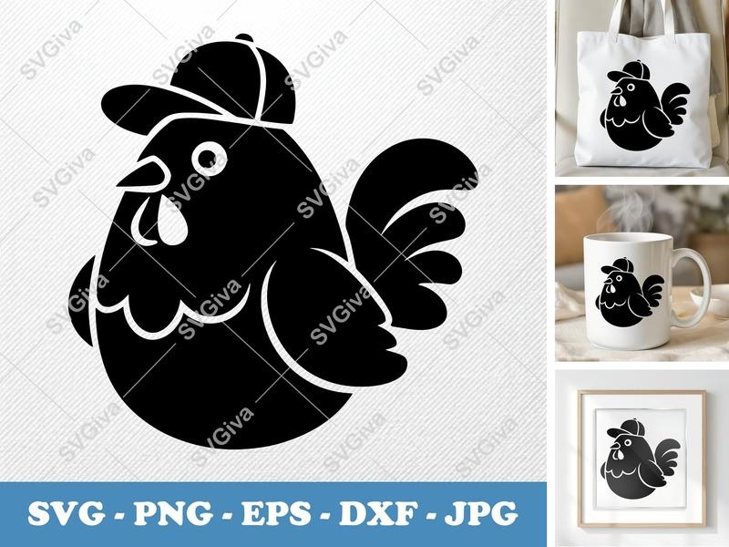 Rooster in Cap SVG | Puffy Pillow Soft Shapes | PNG DXF EPS | Cricut Silhouette File