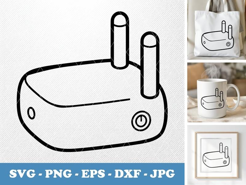 Router in side view profile SVG, Puffy Shape Clipart, Soft Corners Icon, PNG EPS DXF for Cricut, Silhouette, Home Office Decor