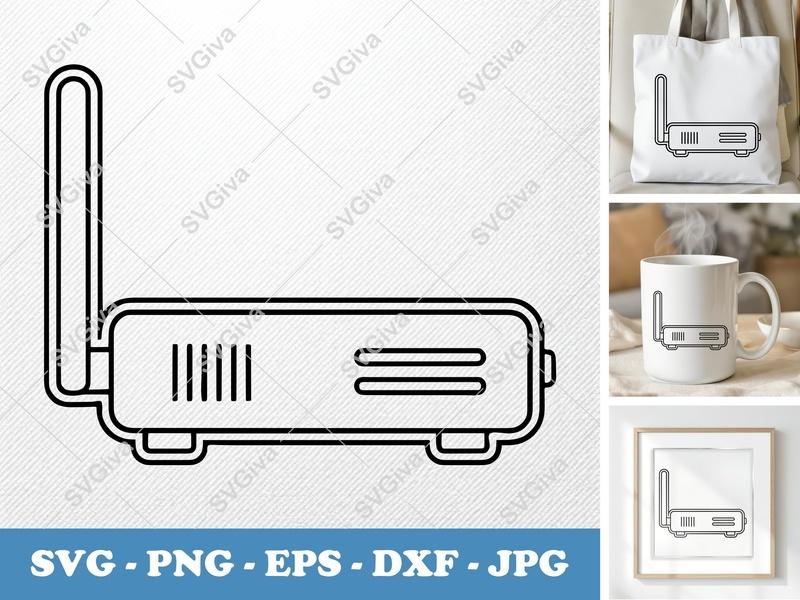 Router SVG | Modern Clean Icon, WiFi Network Device | PNG EPS DXF for Cricut, Silhouette